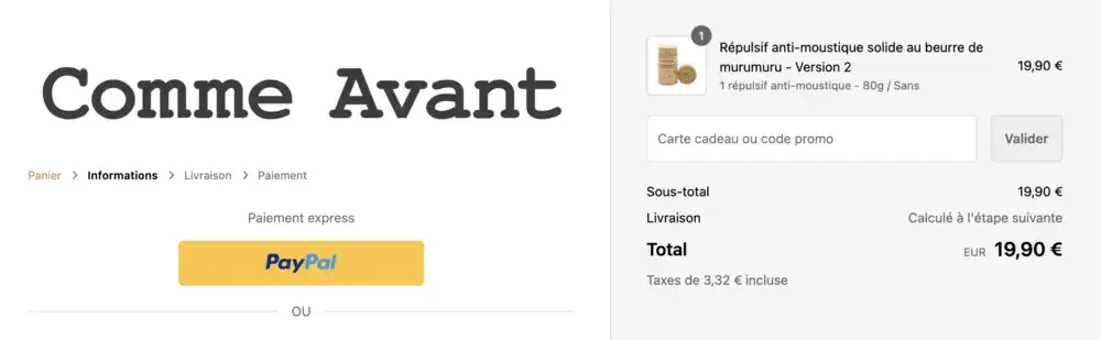 comme avant bon de reduction