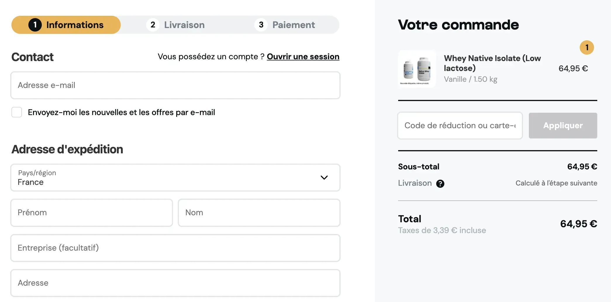 Ajoutez le code promo Nutrimuscle