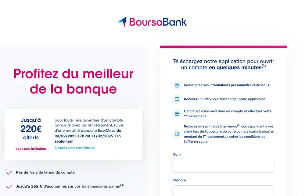 le formulaire de parrainage boursobank