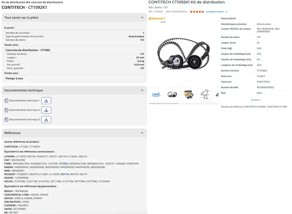 autodoc ou oscaro details produit