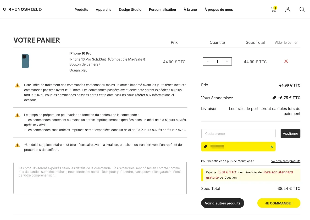 rhinoshield code tuto