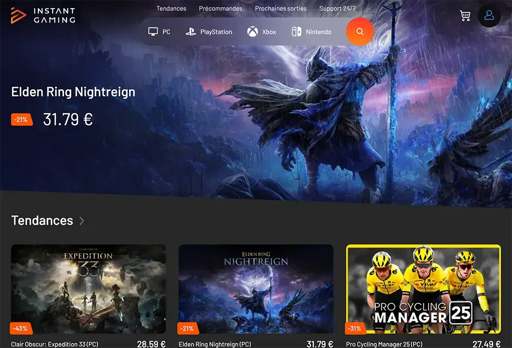 instant gaming accueil