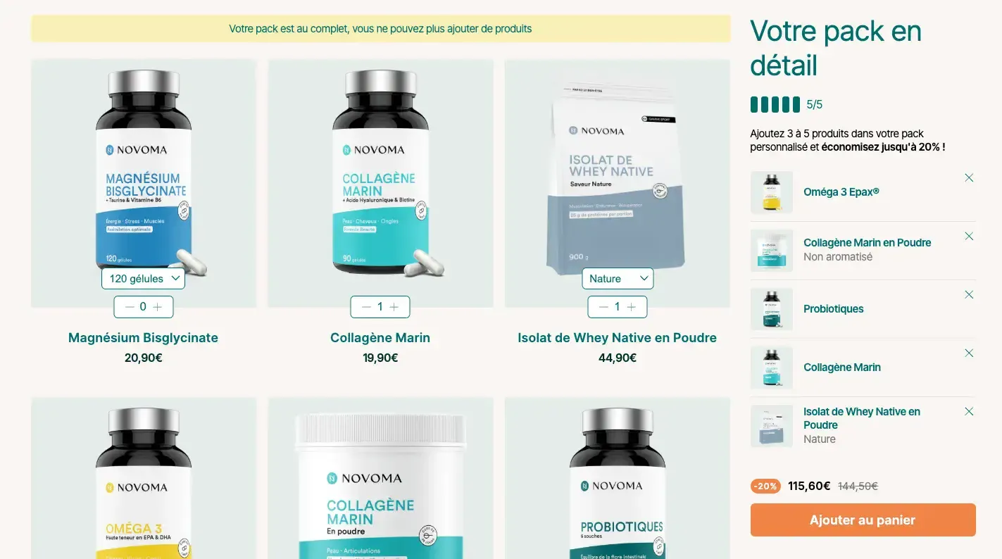 novoma pack sur mesure