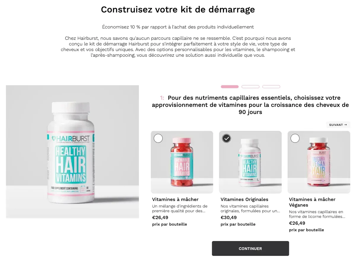 hairburst kit demarrage