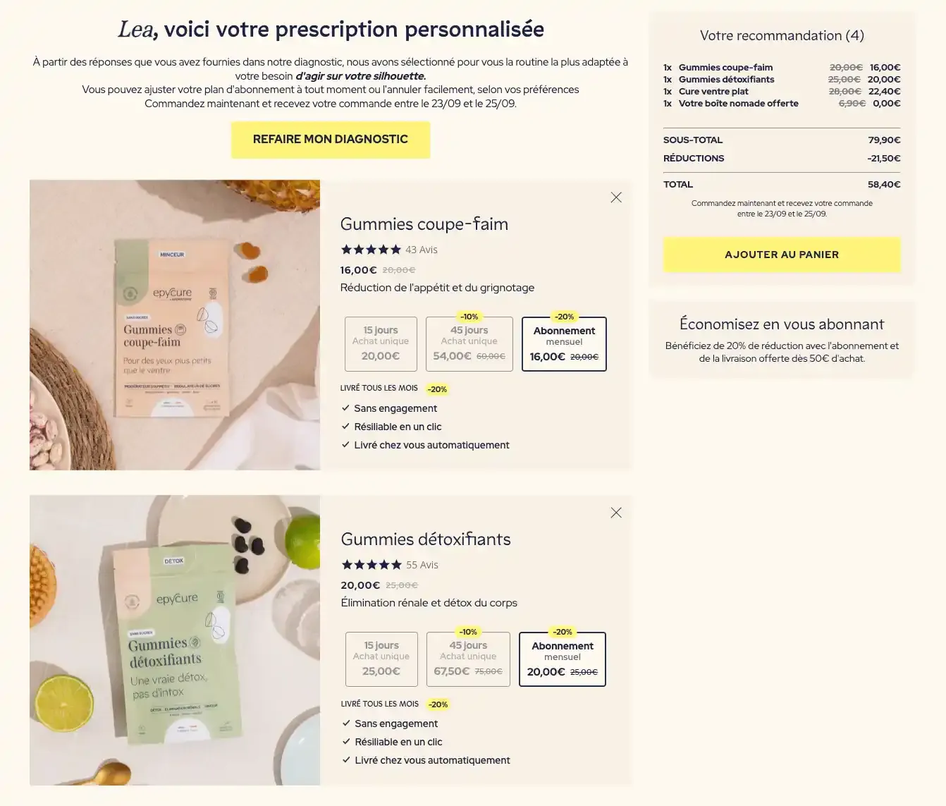epycure questionnaire resultats