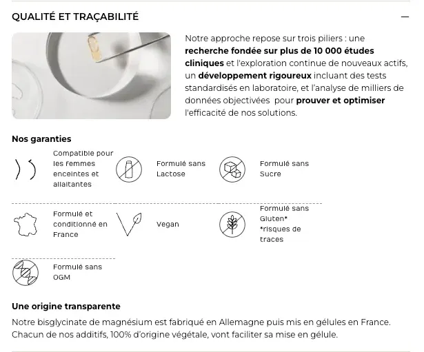 Exemple sur le Magnésium Bisglycinate