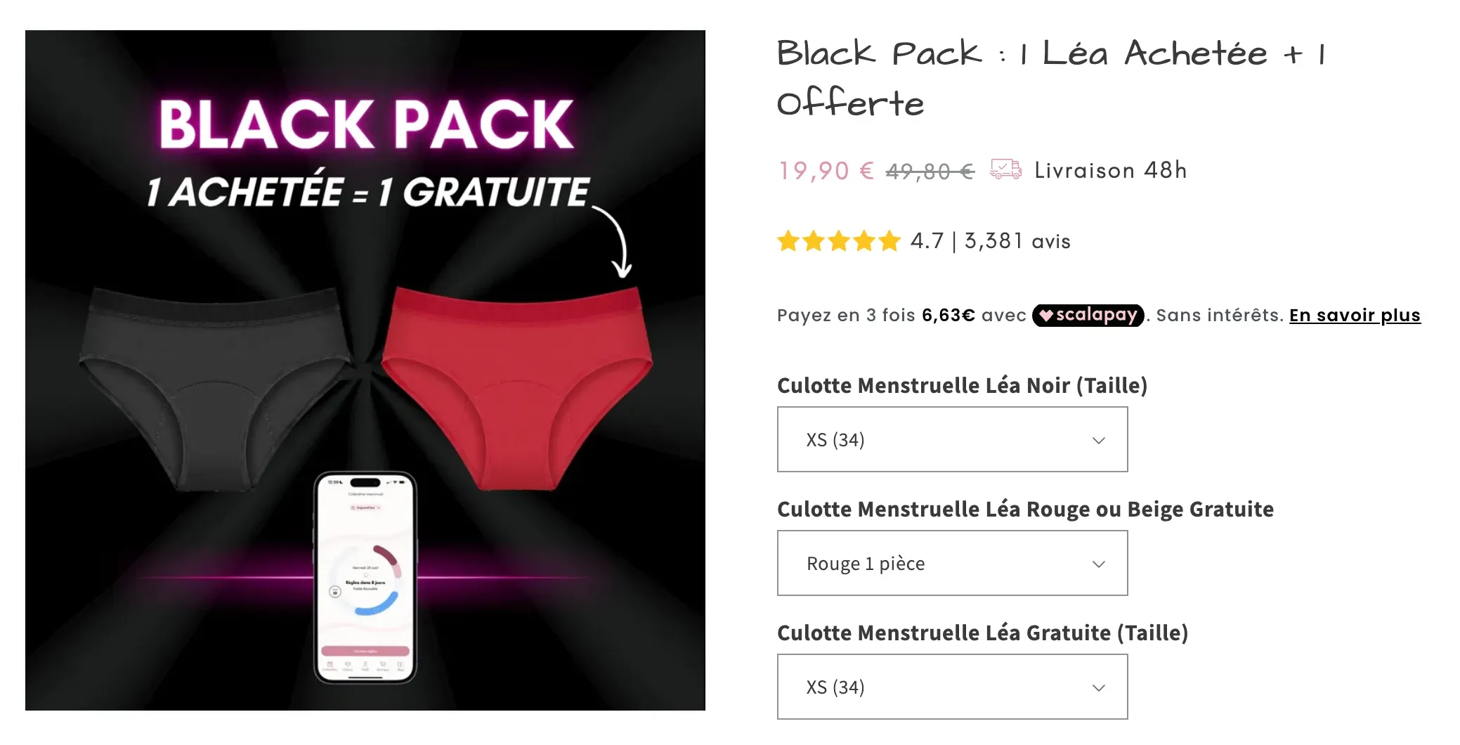 🥉 Black Pack : 1 Léa Achetée + 1 Offerte chez Mademoiselle Culotte (-60%)