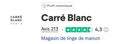 Les avis chez Carré Blanc sur Trustpilot : 4,3 / 5 Les avis chez Carré Blanc sur Trustpilot : 4,3 / 5