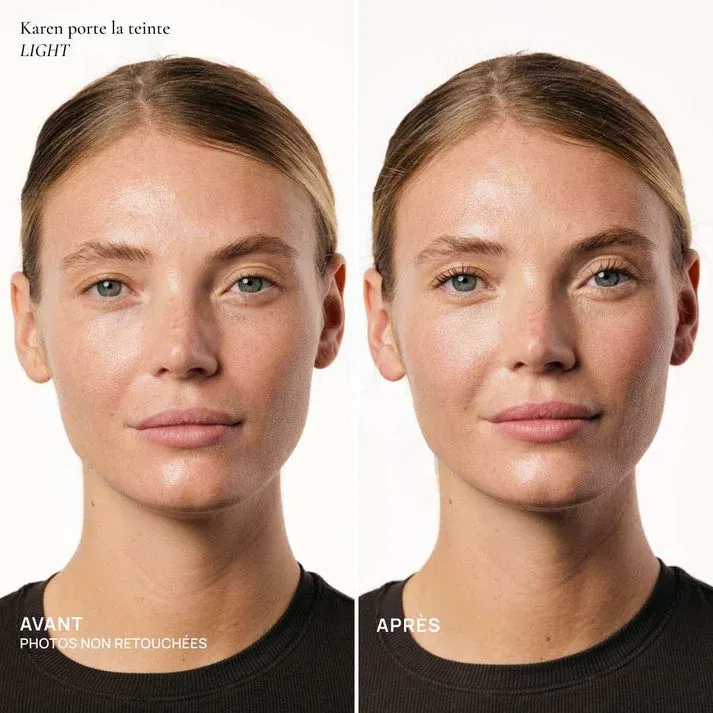 Example de avant-après l'utilisation du fond de teint