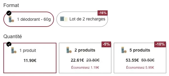 Les prix sur le déodorant Comme Avant