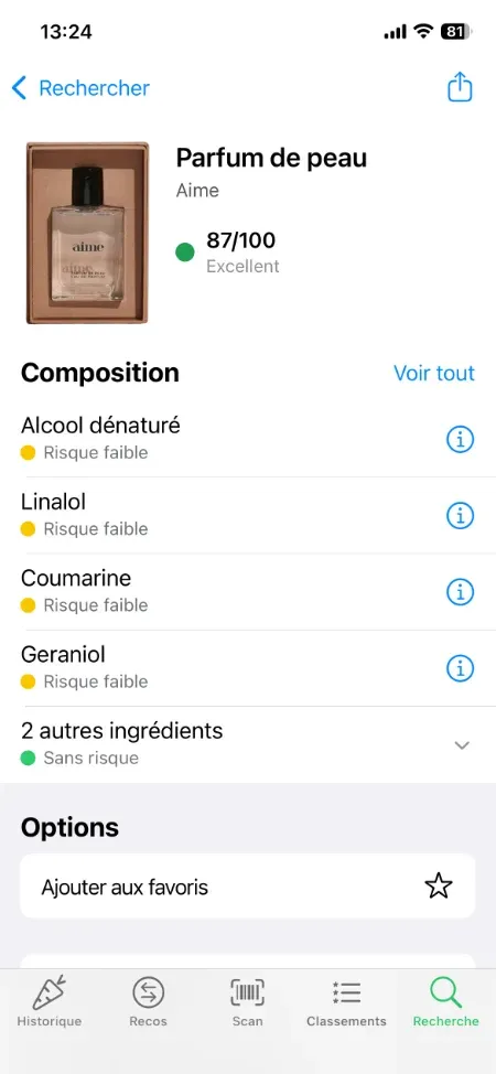 La note YUKA est de 87 / 100 🥕