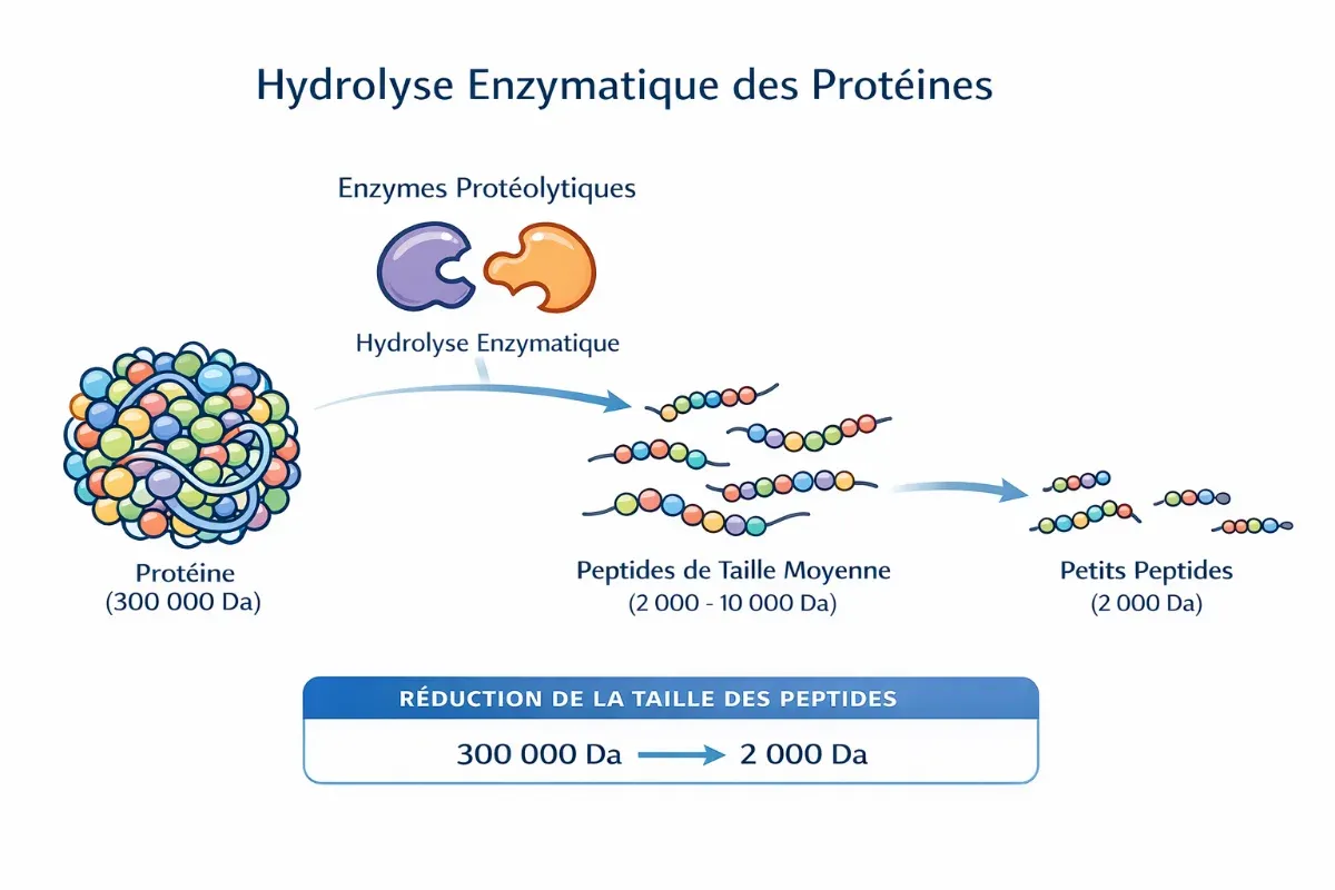 Schéma Hydrolyse enzymatiques des protéines
