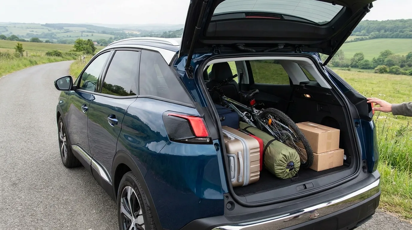 Peugeot 3008 coffre sièges rabattus, toutes les dimensions