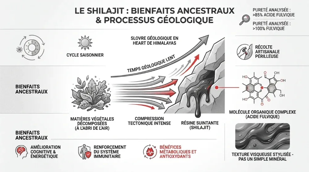Récolte de résine de shilajit pure sur les parois rocheuses de l'Himalaya