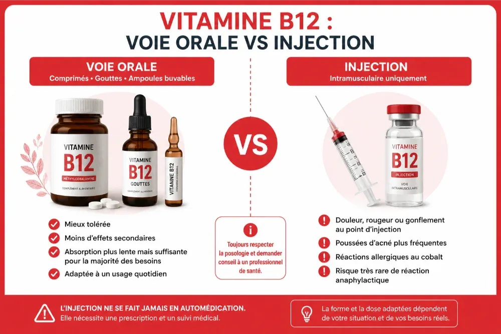 Effets secondaires de la vitamine B12 en injection vs par voie orale