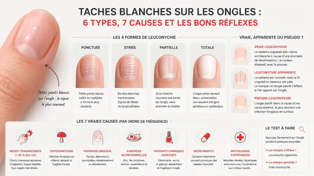 Les sept causes des taches blanches en détails