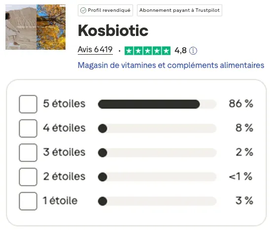 Les avis clients de Kosbiotic sur Trustpilot