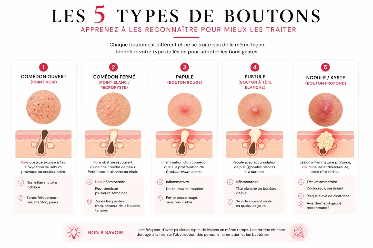Schéma des 5 types de boutons