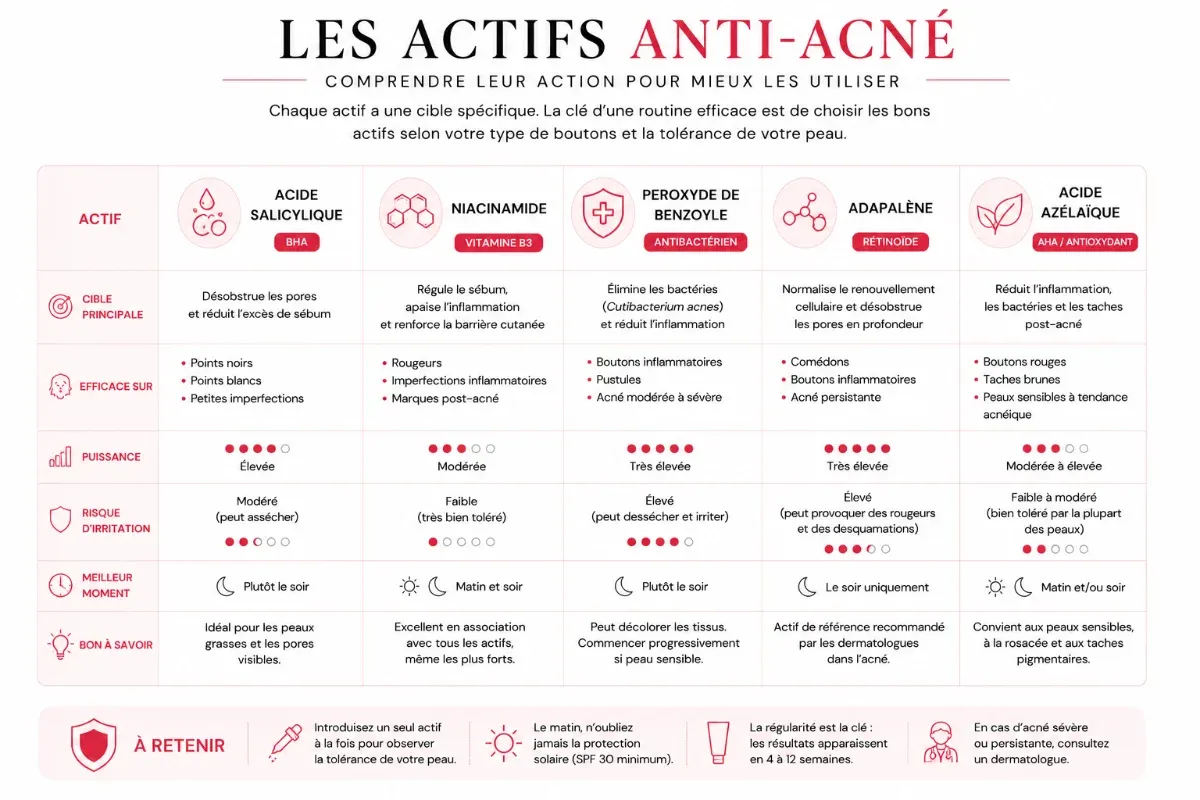 Les différents actifs anti-acné