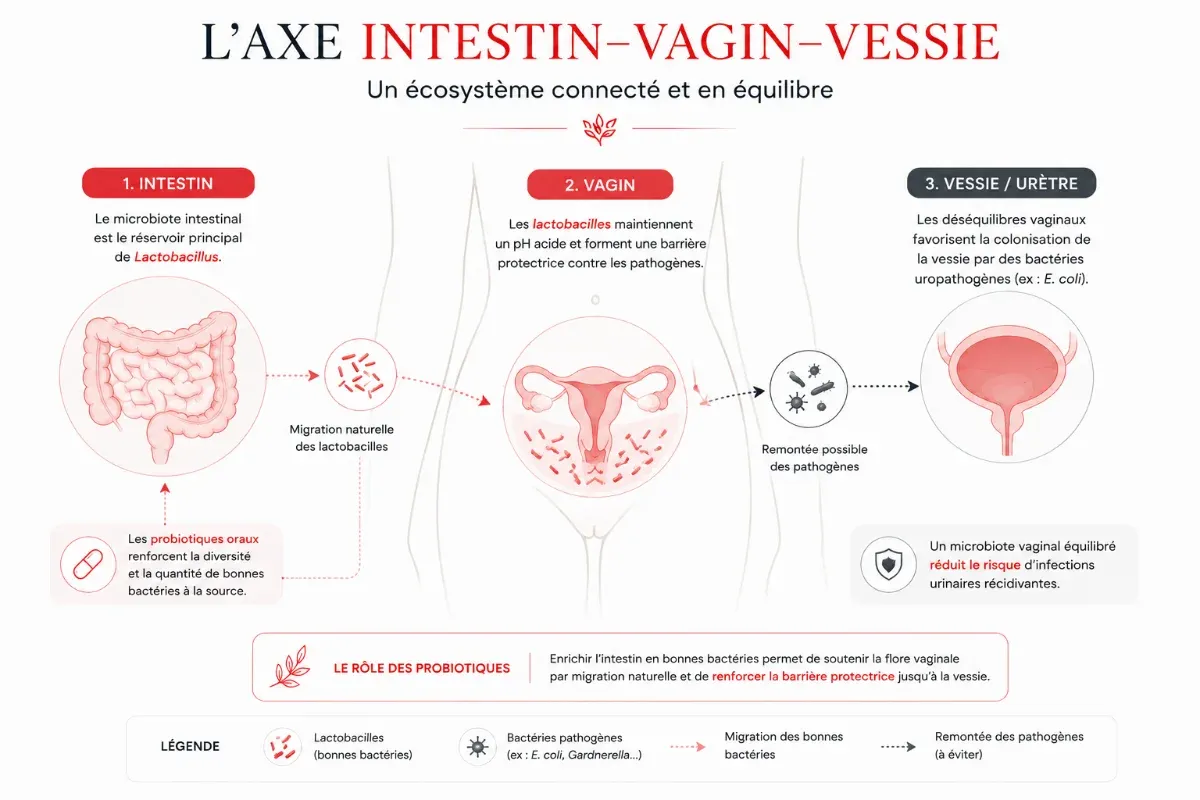 Schéma de l'axe intestin-vagin-vessie