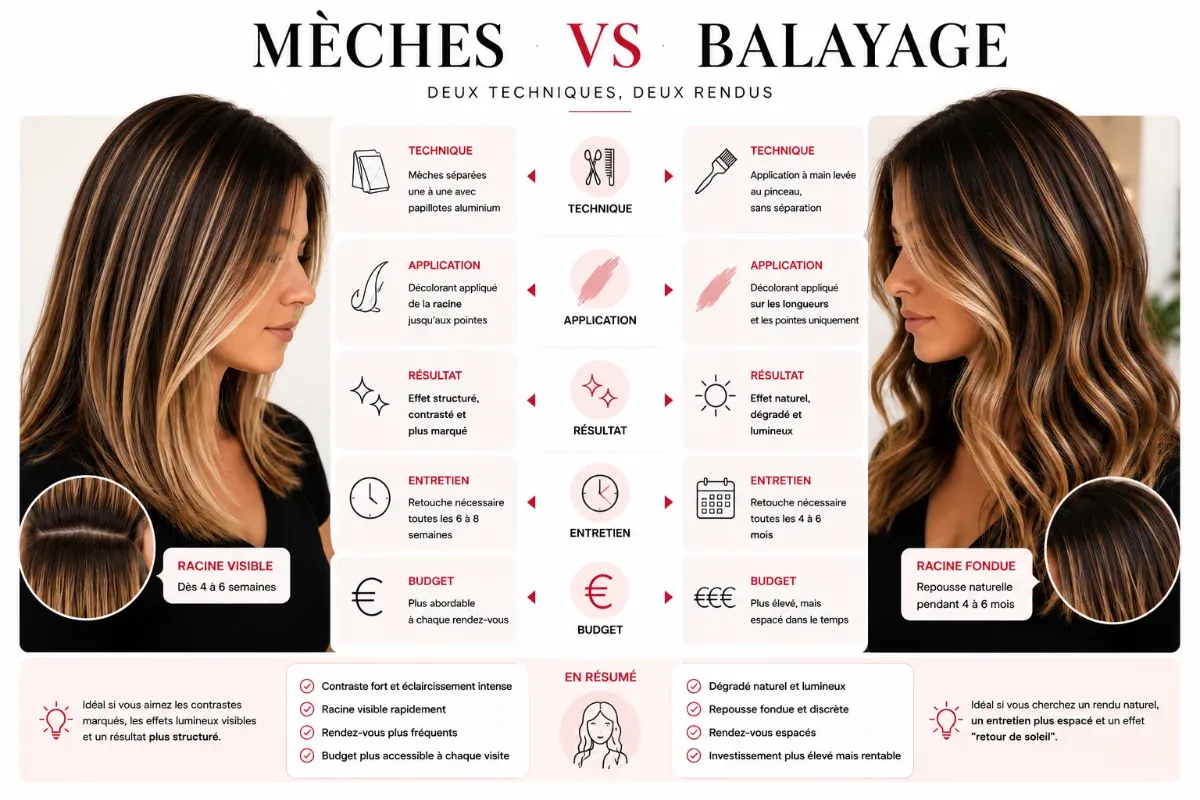 Comparatif entre mèches et balayage