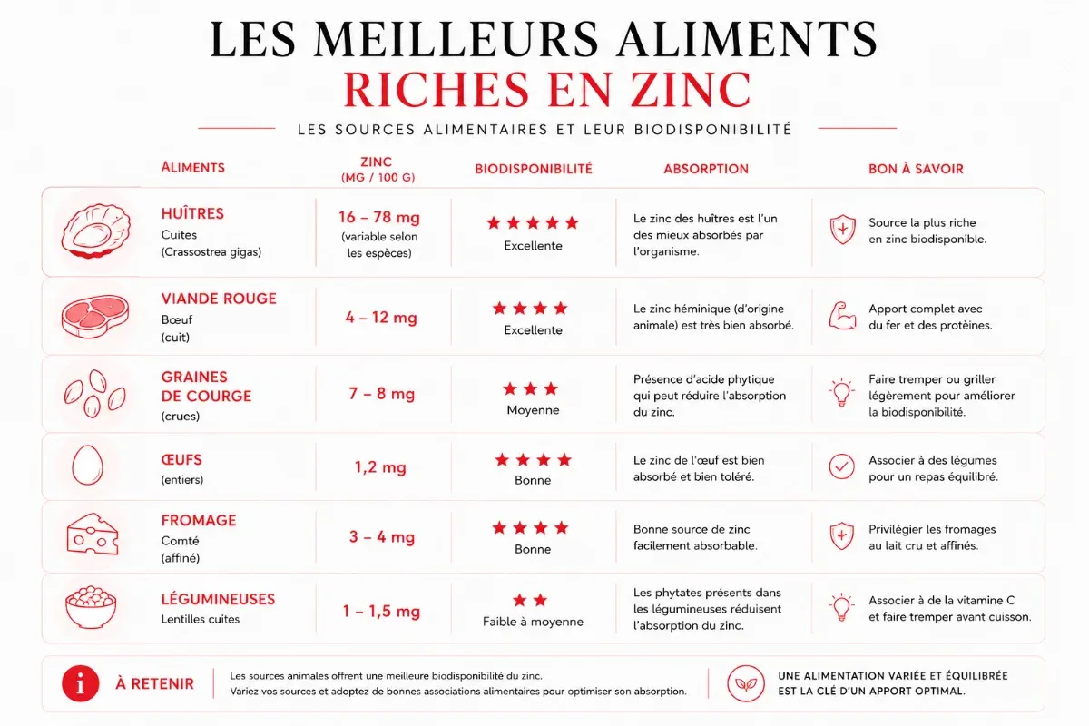 Les meilleurs aliments riches en zinc