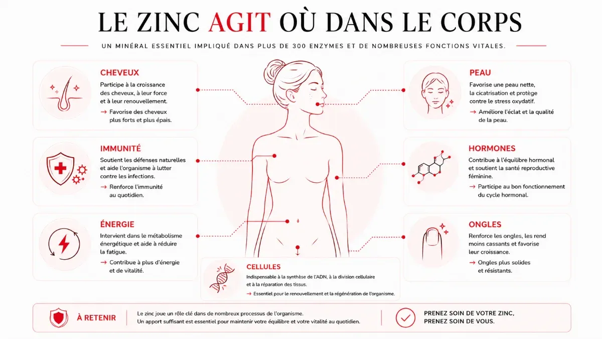 Où agit le zinc dans le corps