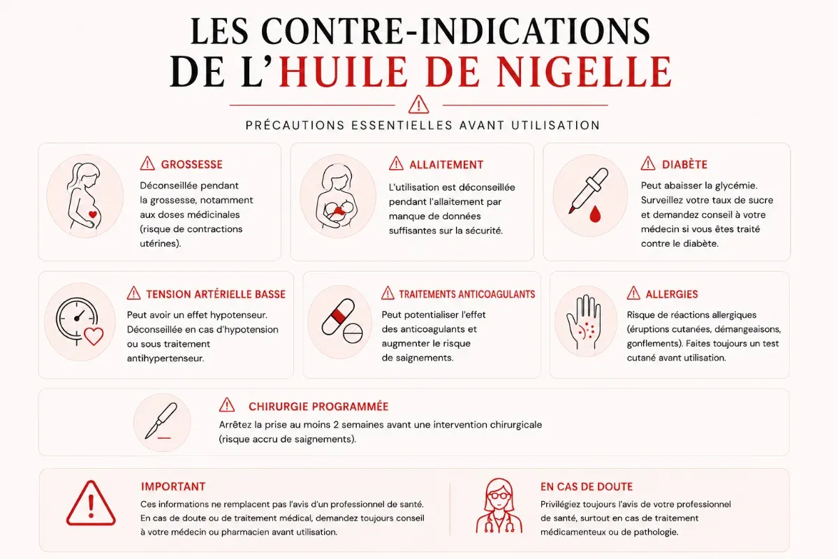 Toutes les contres indication sur l'huile de nigelle