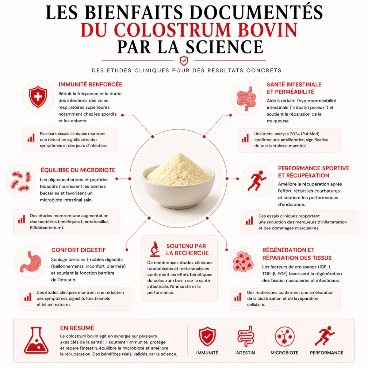 Les bienfaits étudiés du colostrum bovin