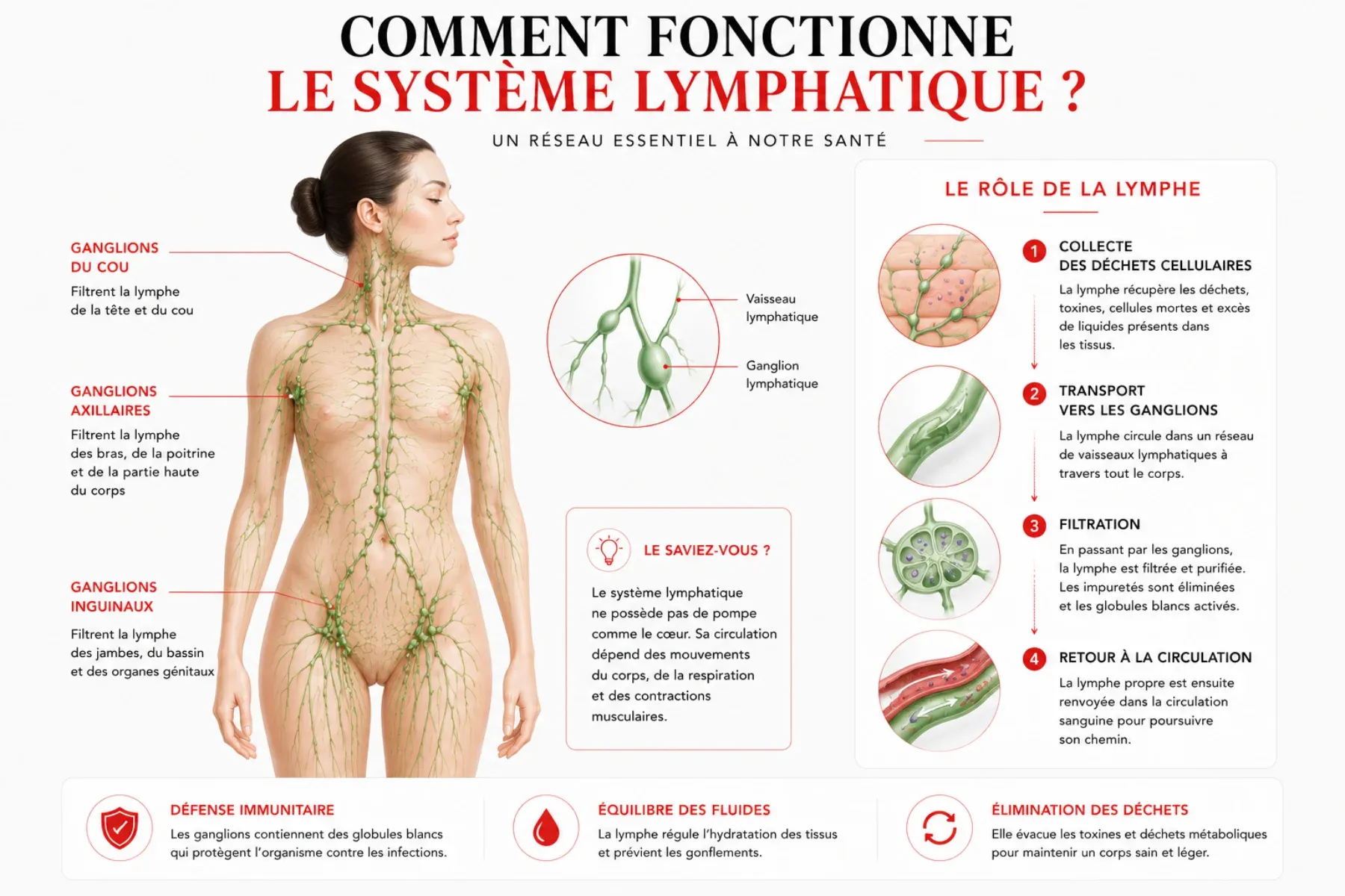 Schéma du fonctionnement du système lymphatique