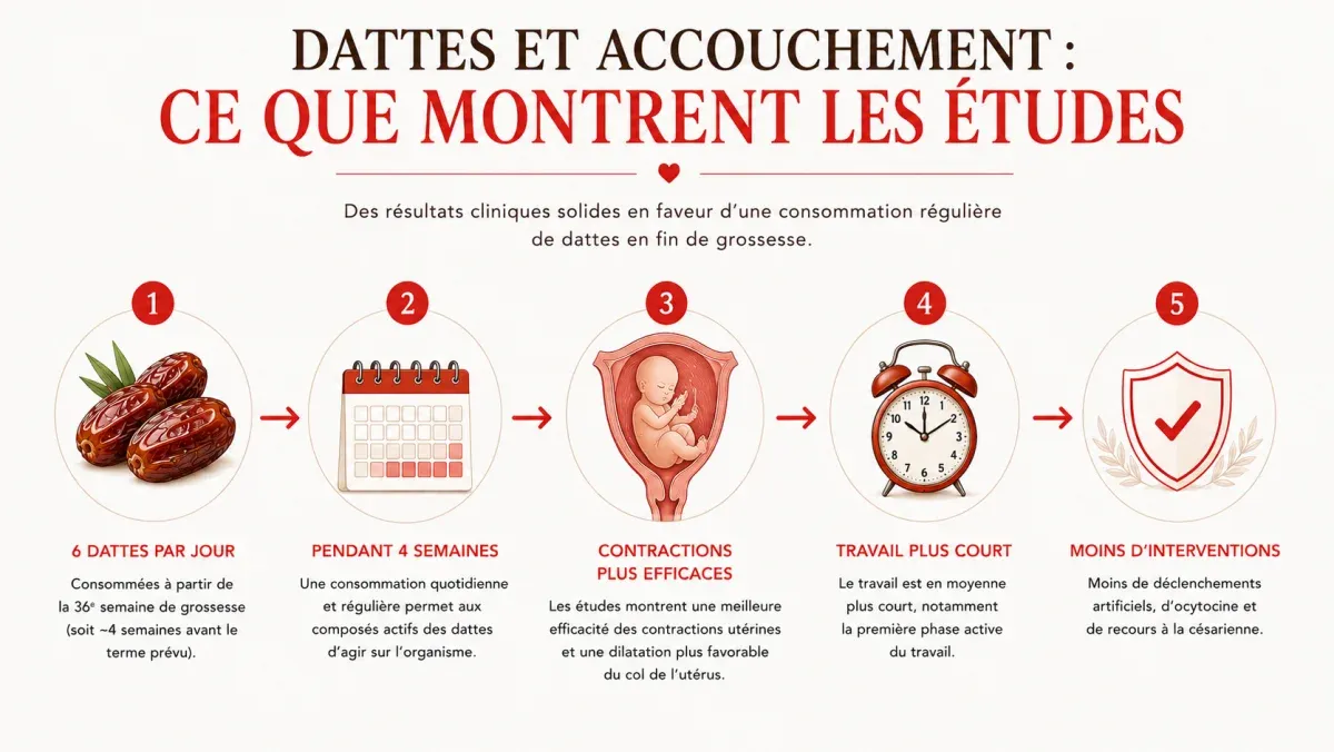 Dattes et accouchement pendant la grossesse