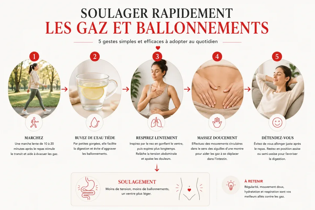 Gestes simples pour soulager les gaz et ballonnements rapidement