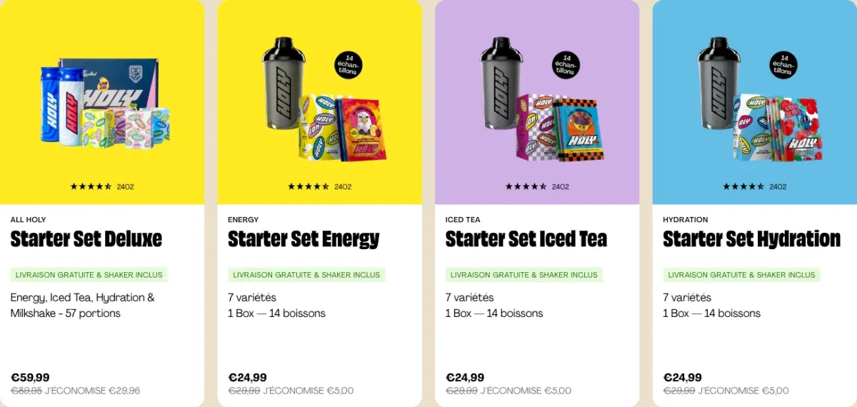 Prix des Starter Sets HOLY sur le site officiel