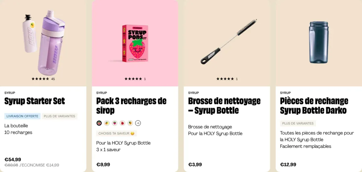 Prix HOLY Syrup et recharges sur le site officiel