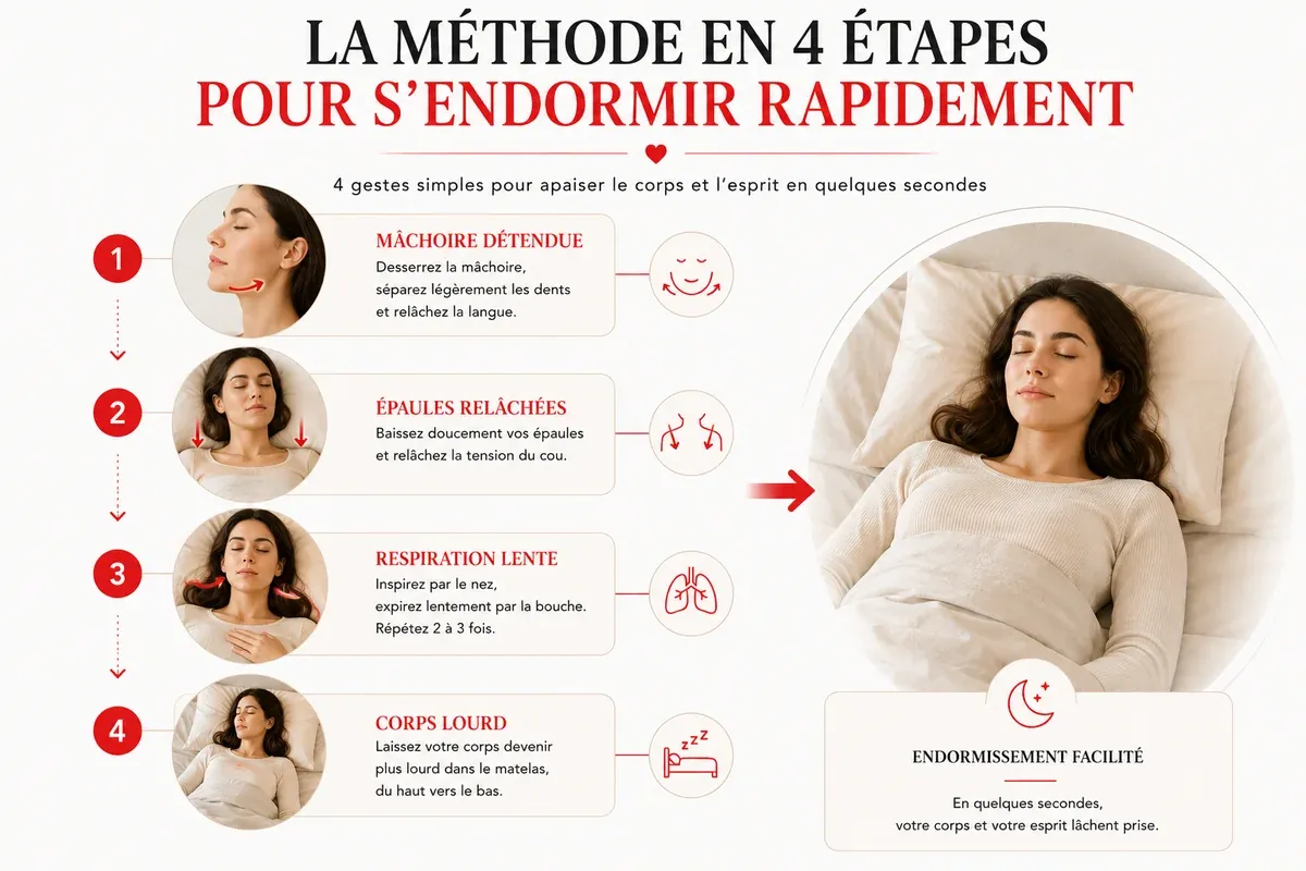 Méthode en quatre étapes pour s'endormir rapidement