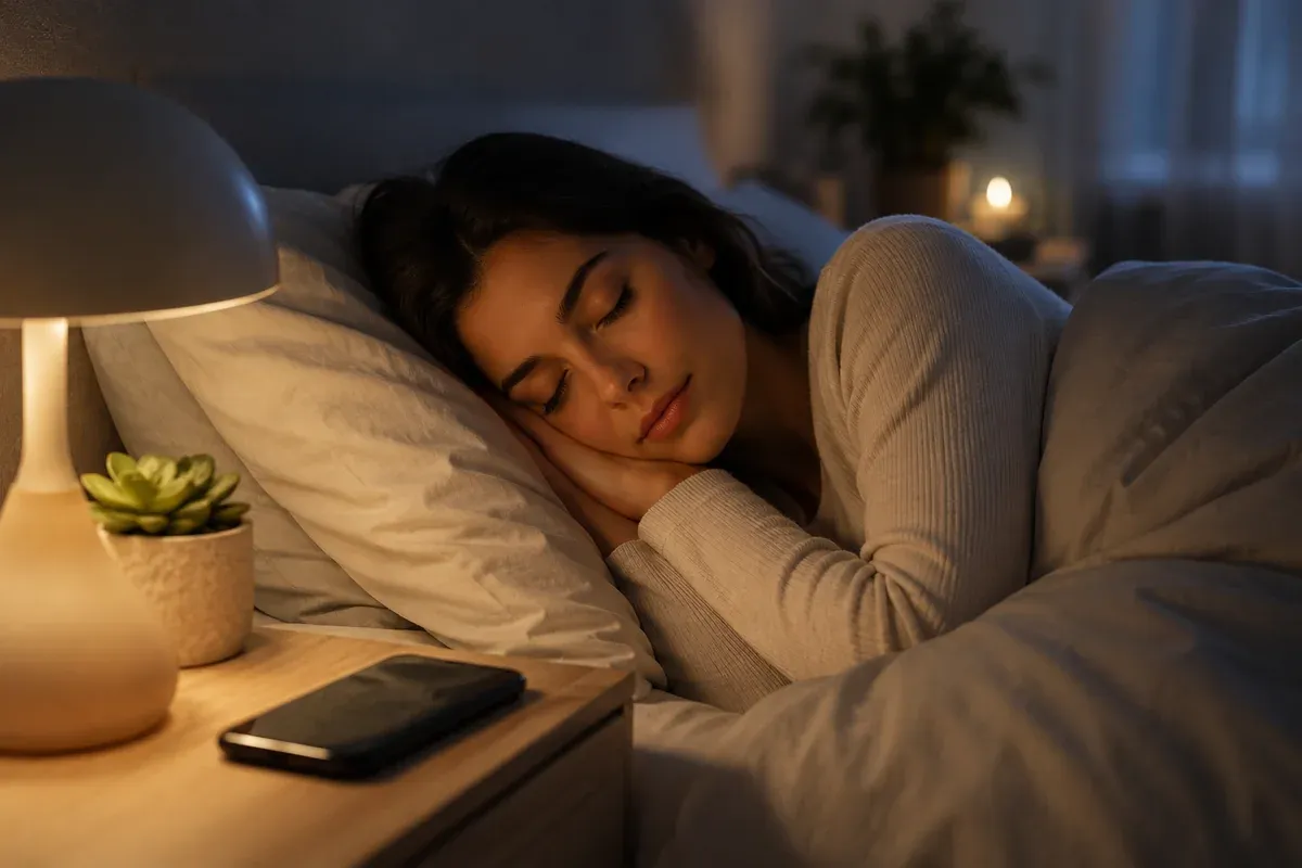 Femme qui dort paisiblement dans une chambre calme