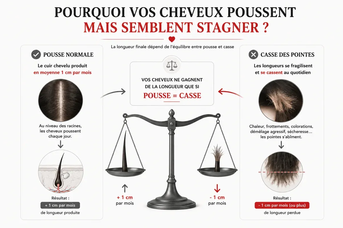 Pourquoi les cheveux poussent mais semblent stagner