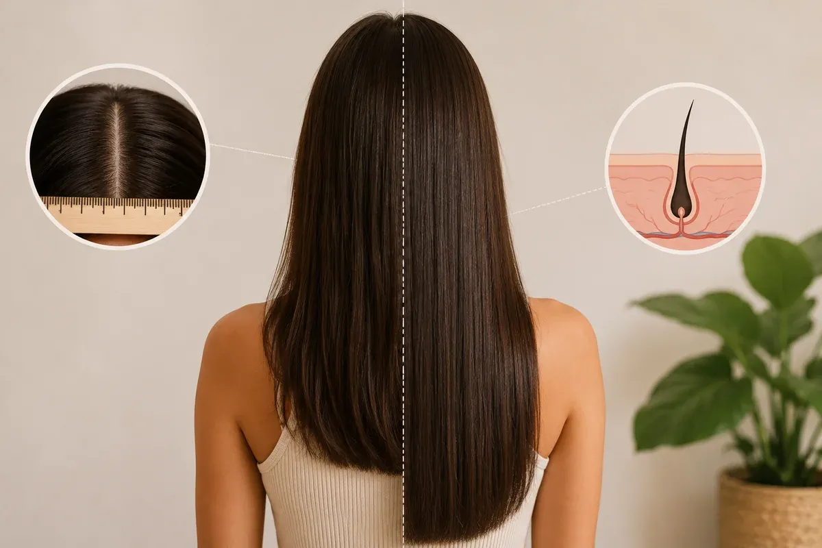 Longueur de cheveux mesurée sur cheveux longs et lisses