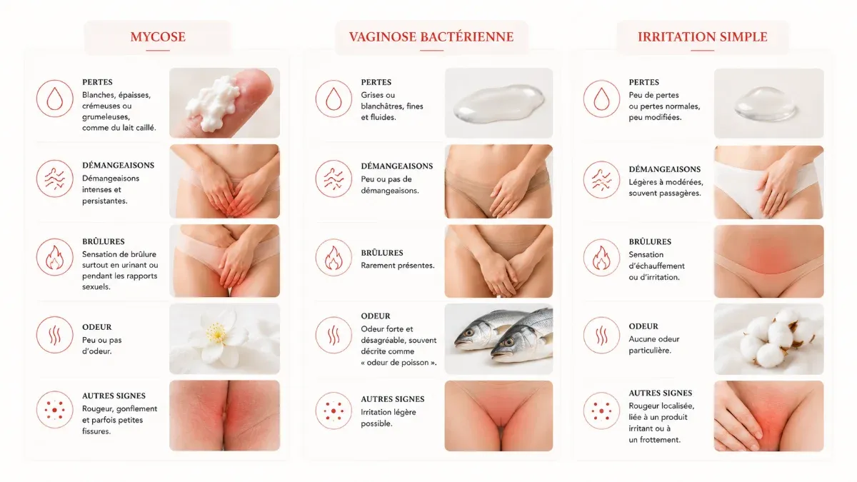 Illustration du mecanisme de la mycose vaginale causee par le Candida albicans et le desequilibre de la flore