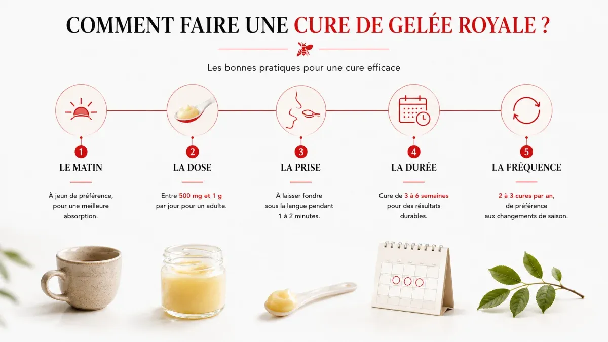 Cure de gelée royale prise le matin à jeun sous la langue