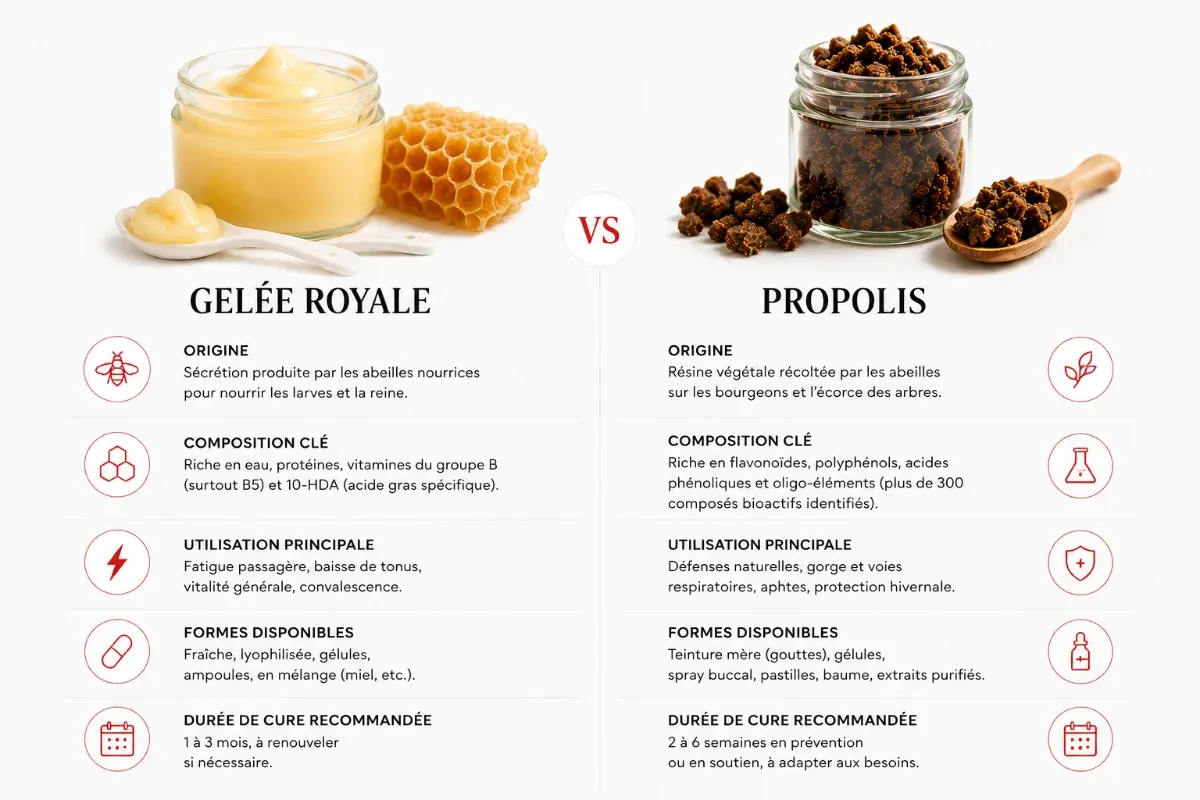 Gelée royale et propolis, deux produits très différents de la ruche