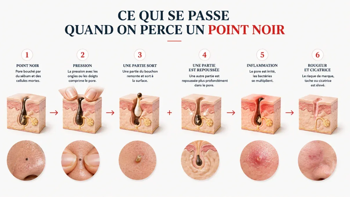 Risques de marques et de cicatrices liés au fait de percer ses points noirs