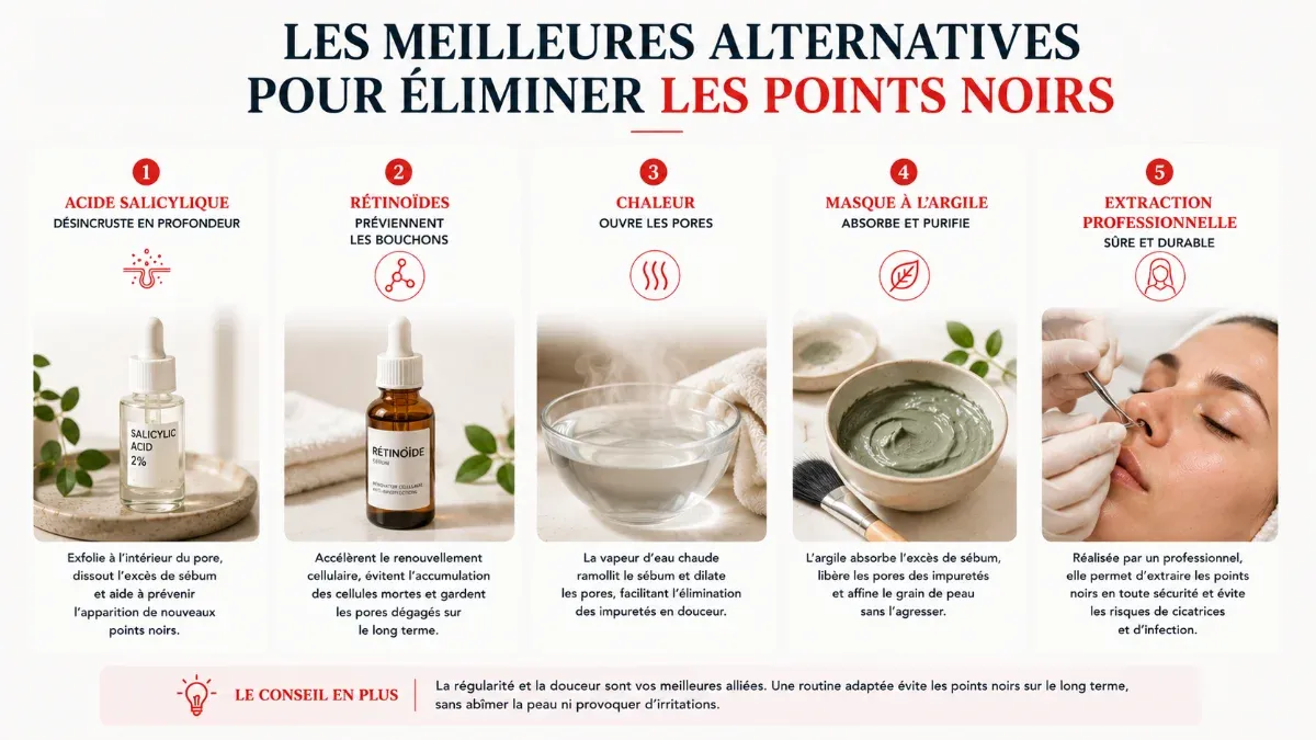 Soins doux pour faire sortir les points noirs sans les percer