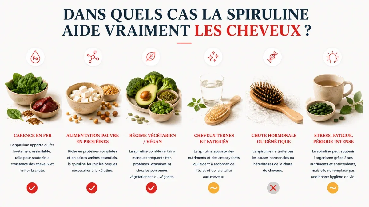 Spiruline en poudre et en comprimés riche en protéines et en fer