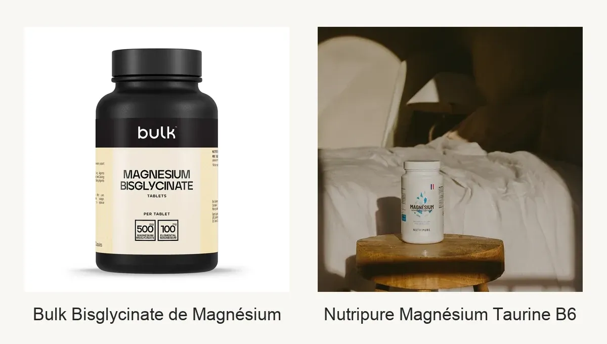 Comparatif visuel Bulk Bisglycinate de Magnésium et Nutripure Magnésium Taurine B6