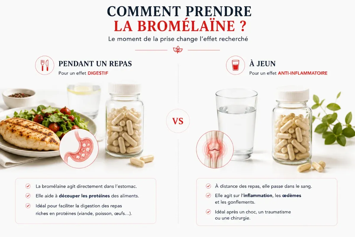 Bromelaine enzyme digestive qui aide a decomposer les proteines des repas riches