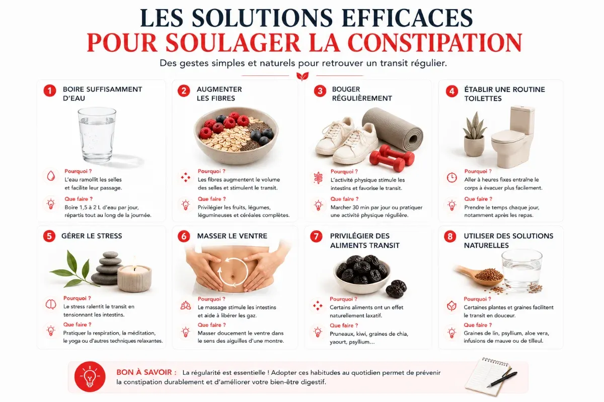 Boire suffisamment d'eau pour relancer un transit paresseux