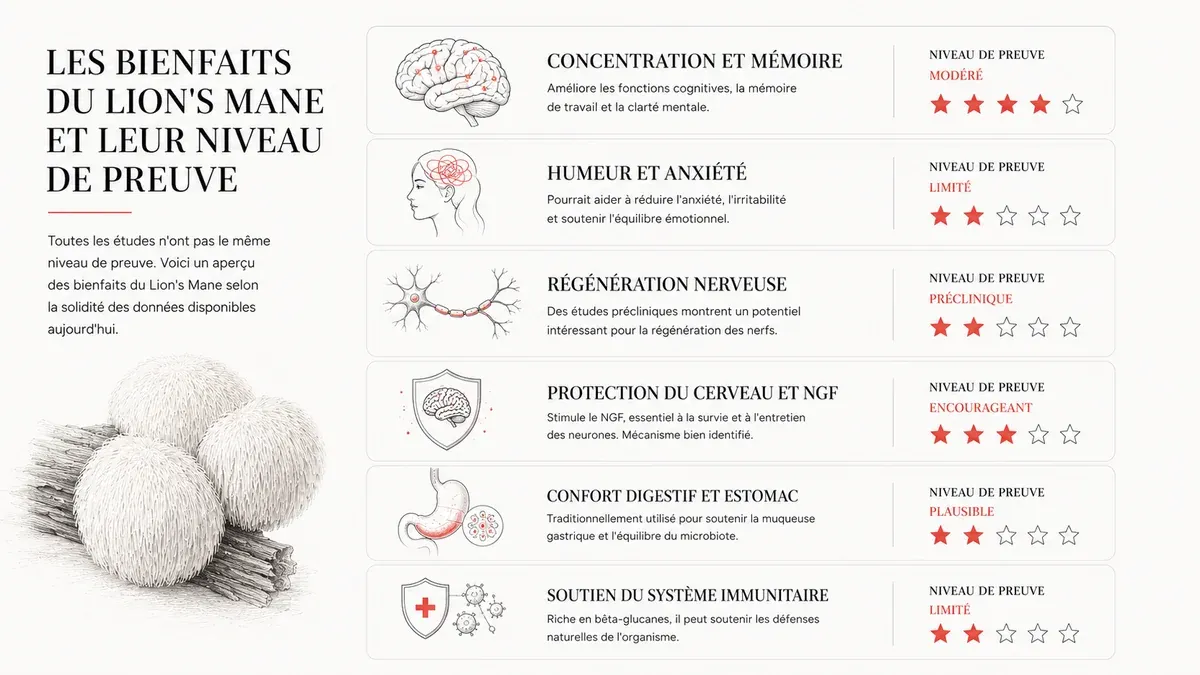 Infographie : Au bout de combien de temps le lion's mane fait-il effet