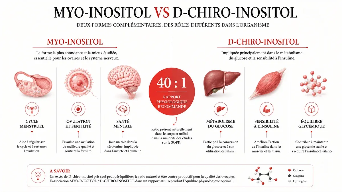 Infographie : Myo-inositol ou D-chiro-inositol : quelle différence