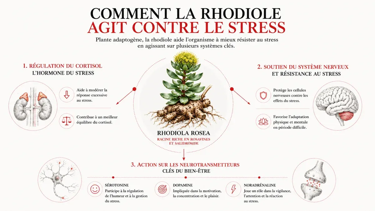 Infographie : La rhodiole contre la fatigue et le stress